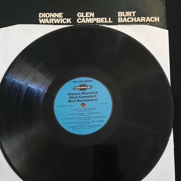 On The Move: Dionne Warwick, Glen Campbell, Burt Bacharach, Vinyl LP, 1969 - Picture 5 of 8